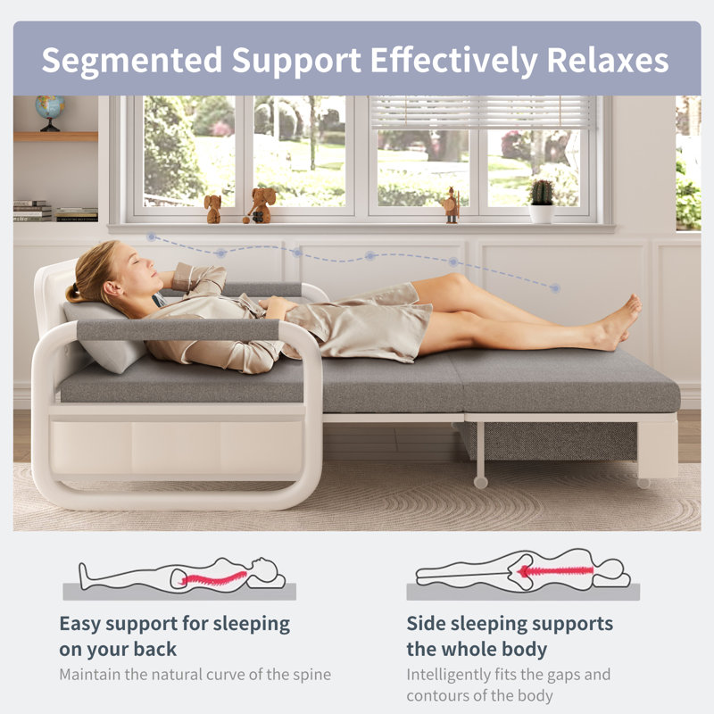 Latitude Run® Vergel 50.3'' Round Arm Sofa Bed & Reviews | Wayfair